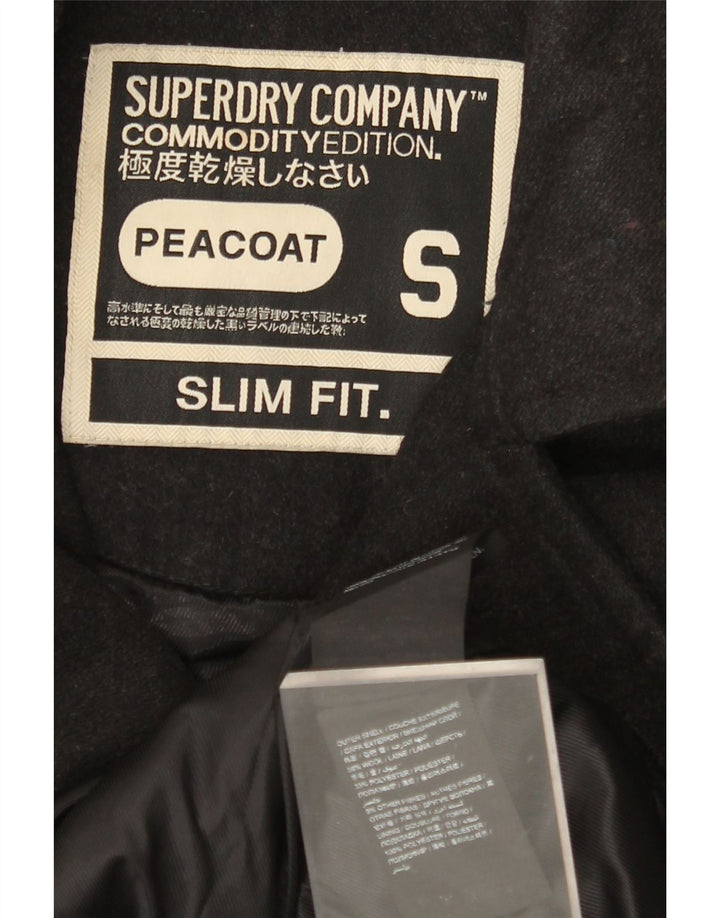 SUPERDRY Мужское полупальто приталенного кроя UK 36, маленькое черное, шерсть