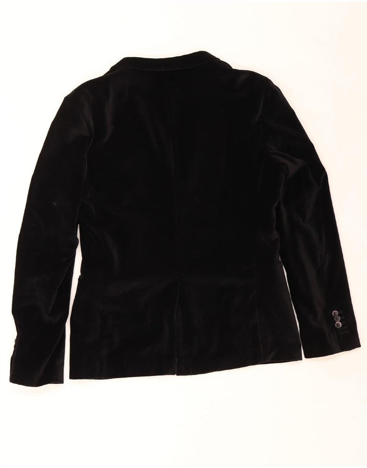 ВИНТАЖНЫЙ Мужской бархатный пиджак с 2 пуговицами, Великобритания, 36, маленький черный