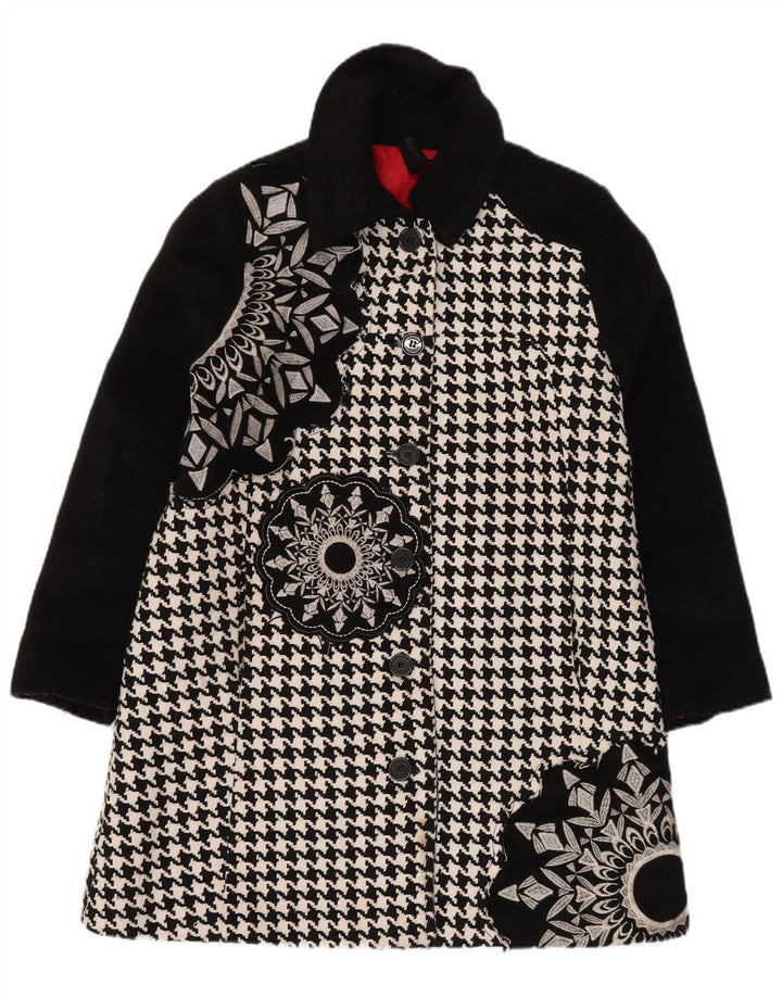 DESIGUAL Женское пальто с рисунком EU 44 XL, черный полиэстер с узором «гусиные лапки»