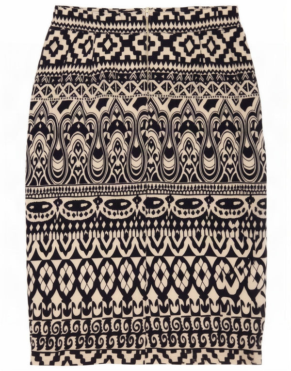 Vintage Womens Pencil Skirt EU 38 Medium W30 Black Geometric Polyester