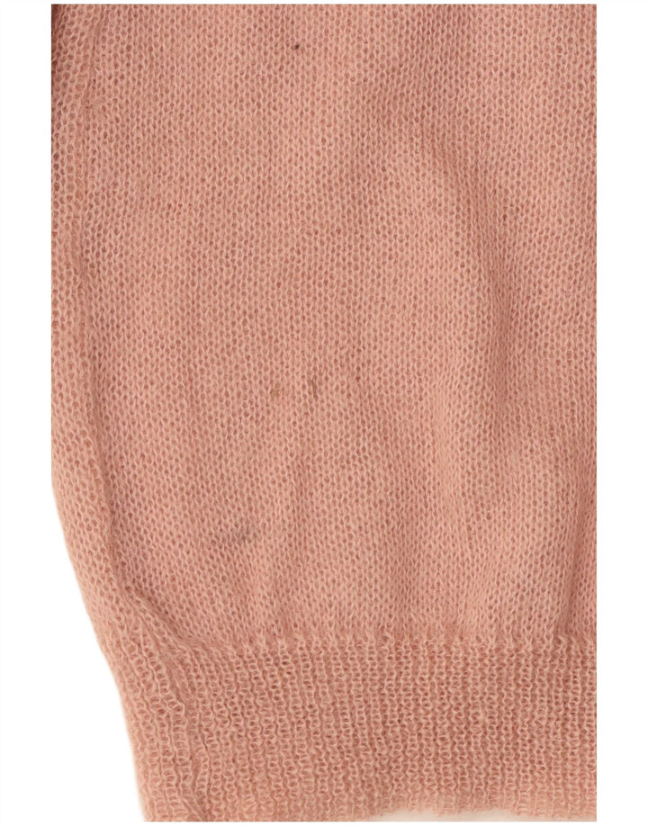 Женский кардиган RICAMO A MANO IT 50 XL из мохера с розовым цветочным принтом