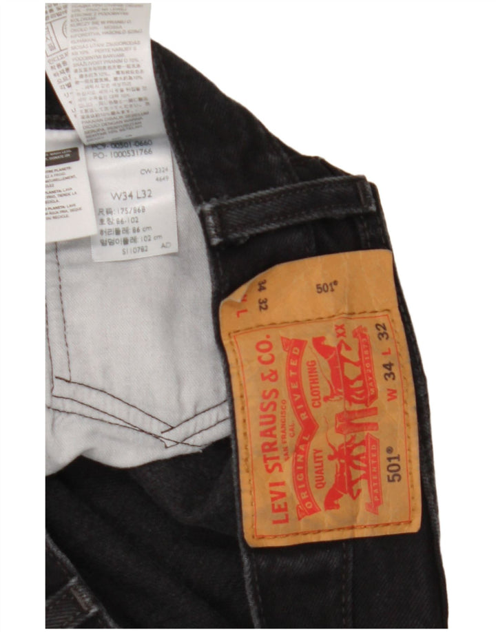 Мужские прямые джинсы Levi's 501 W34 L32, черный хлопок