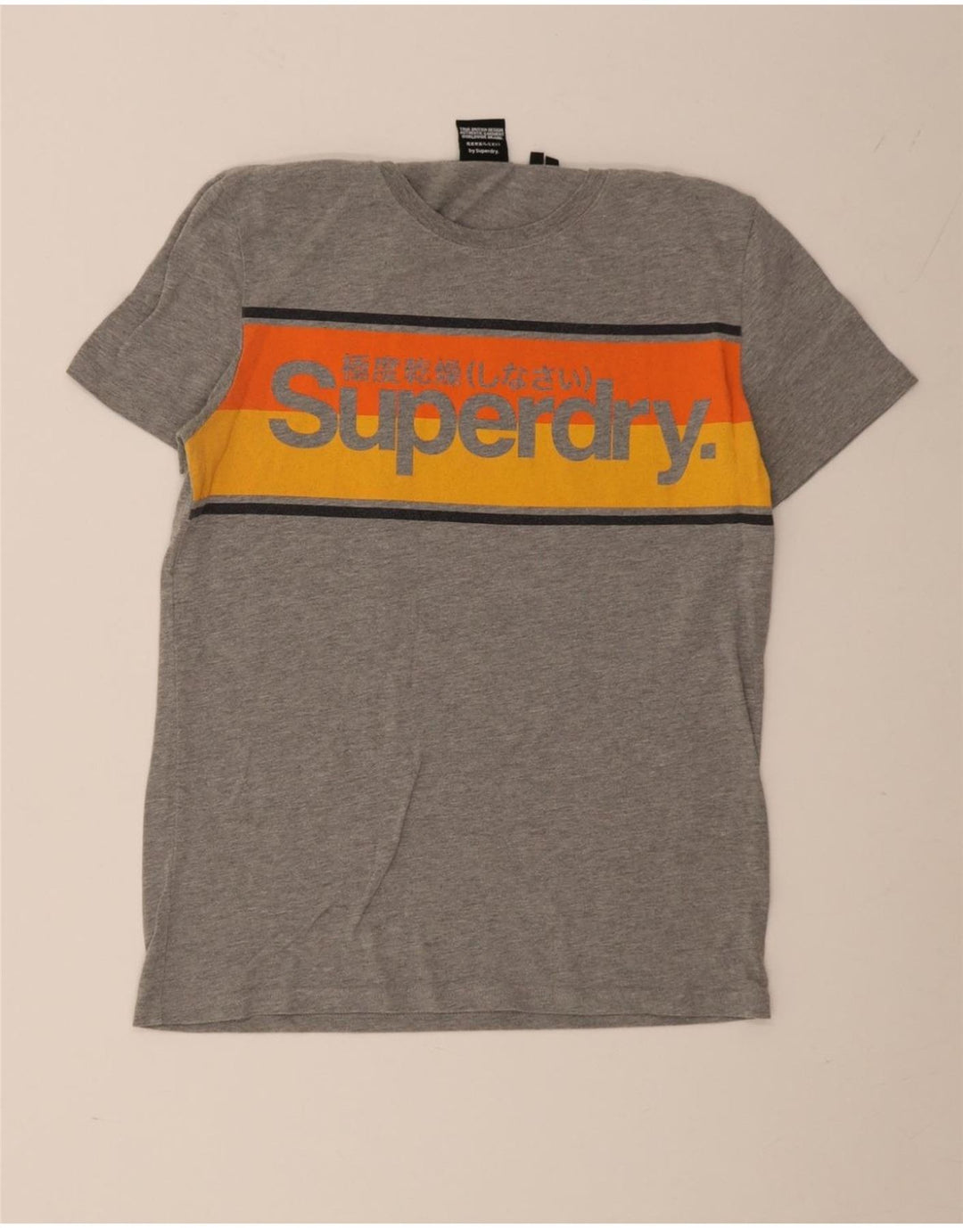 Мужская футболка с рисунком Superdry, хлопковый топ среднего серого цвета с цветными блоками