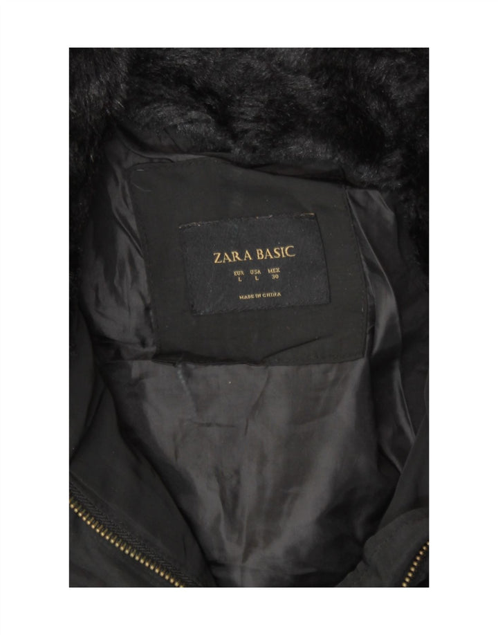 Женская стеганая куртка Zara UK 14, большая черная