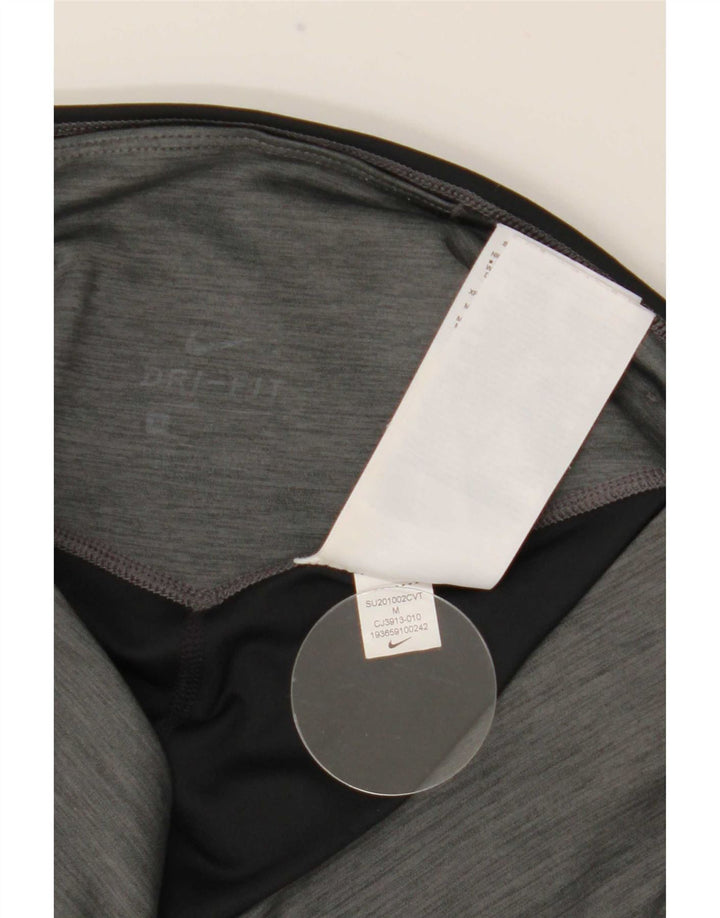 Женские леггинсы Nike Dri Fit UK 12, средний серый полиэстер с цветными блоками