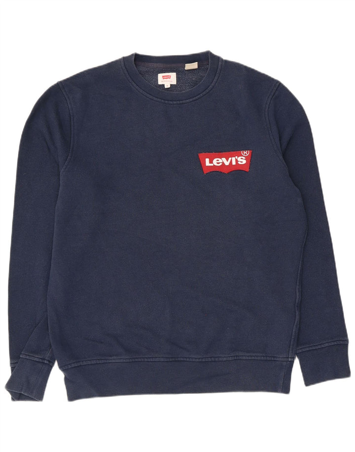 Мужской свитшот с рисунком Levi's, средний темно-синий хлопковый джемпер
