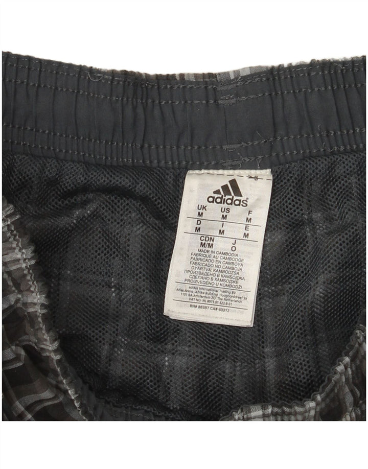 Мужские спортивные шорты Adidas среднего размера, черные, полиэстер в клетку