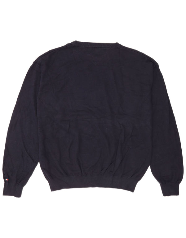 Мужской свитер Tommy Hilfiger с круглым вырезом 2XL, темно-синий, хлопок