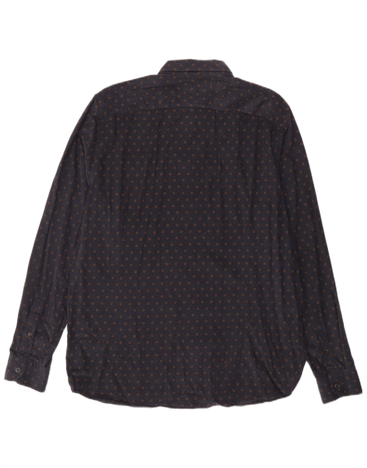 Мужская вельветовая рубашка TED BAKER, размер 6, 2XL, темно-синяя, хлопок с цветочным принтом