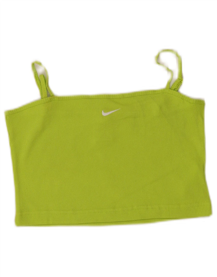 Женский укороченный топ на бретельках Nike UK 8, маленький зеленый хлопок