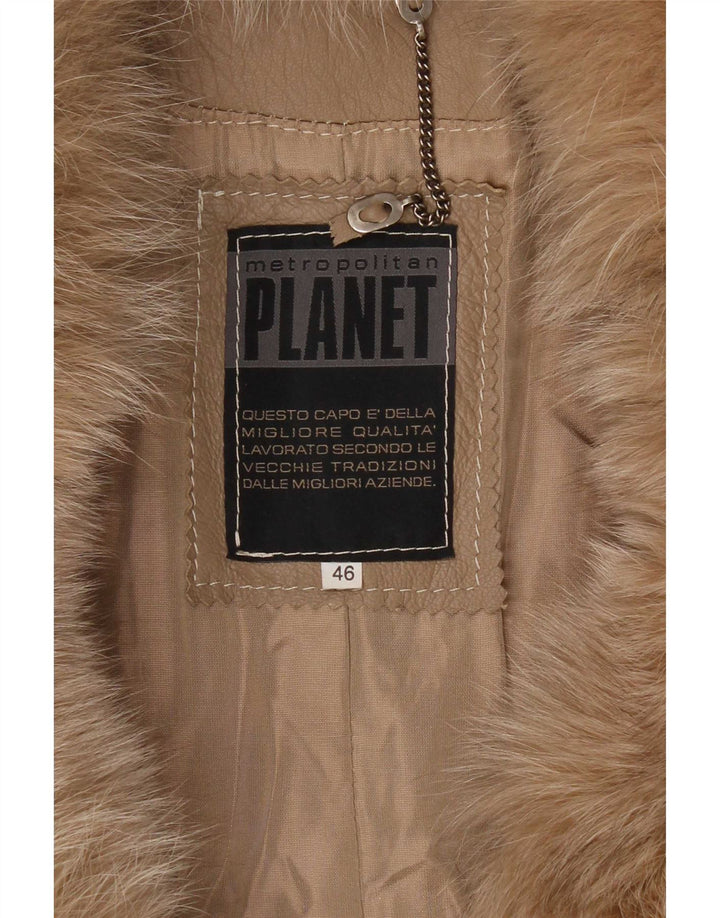 Planet Женское Кожаное Пальто IT 46 Большое Бежевое