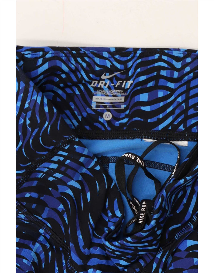 Женские леггинсы с абстрактным узором Nike Dri Fit UK 12, средний синий с шевроном