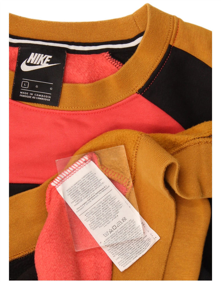 Мужской свитшот Nike с графическим рисунком, большой разноцветный хлопковый джемпер с цветными блоками