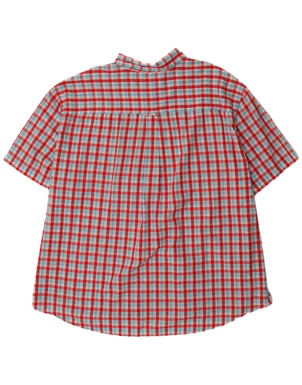Chaps Mens Big Short Sleeve Regular Fit Shirt 4XL Red Gingham Cotton