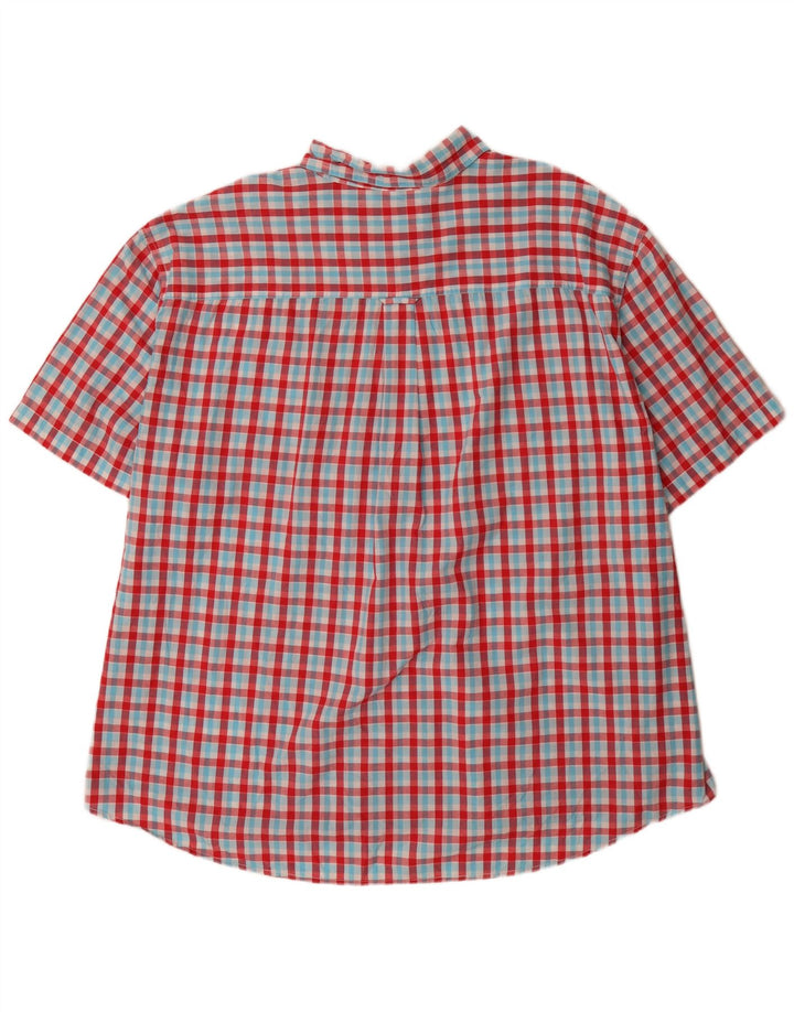 Мужская рубашка обычного кроя с короткими рукавами Chaps, 4XL, красный хлопок в мелкую клетку