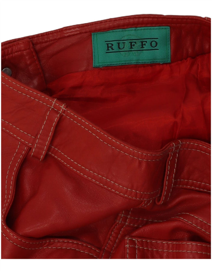 Женские кожаные брюки узкого кроя RUFF0 W26 L29 красные