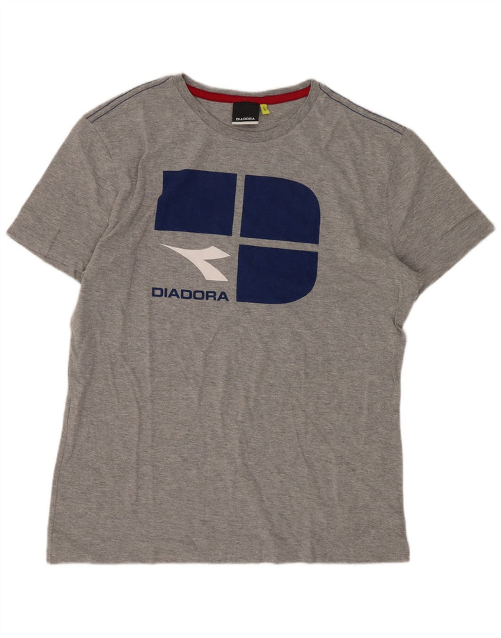 Мужская футболка Diadora с рисунком, большой серый хлопок