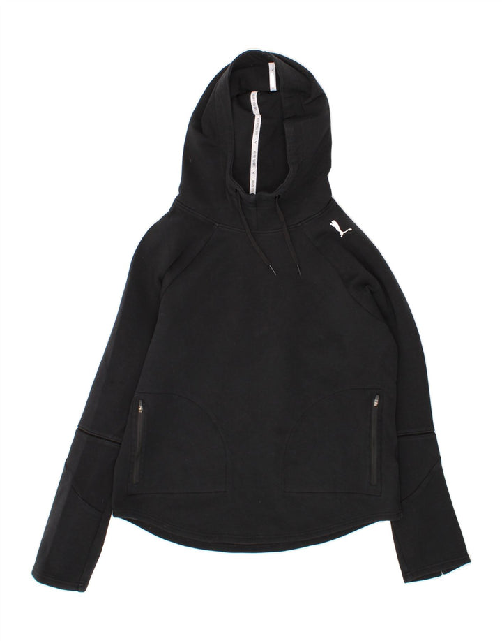 PUMA Womens Hoodie Jumper UK 16 Large Black Polyester Vintage Puma and Second-Hand Puma from Messina Hembry 