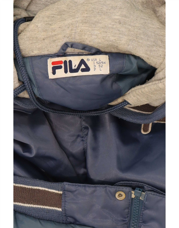 Мужской спортивный костюм Fila с графическим рисунком, большая куртка темно-синего цвета с цветными блоками