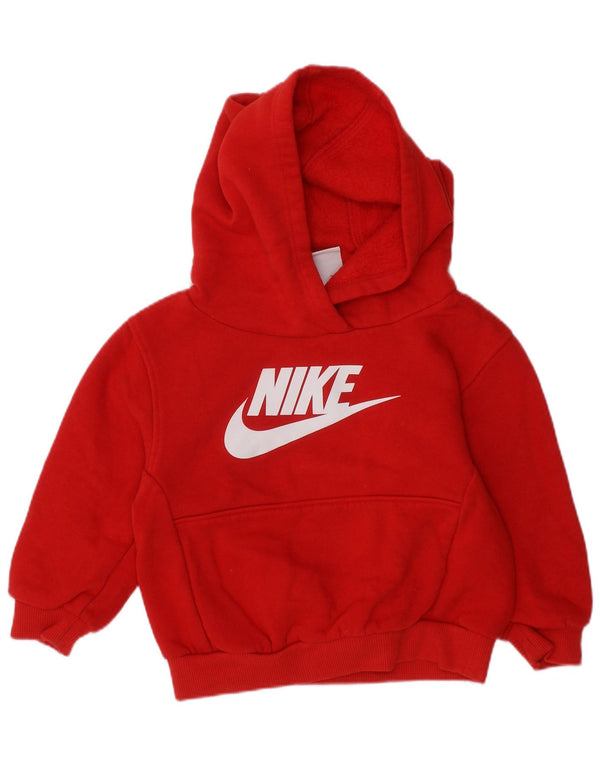 NIKE Baby Boys Graphic Hoodie Jumper 12-18 Months Red Cotton