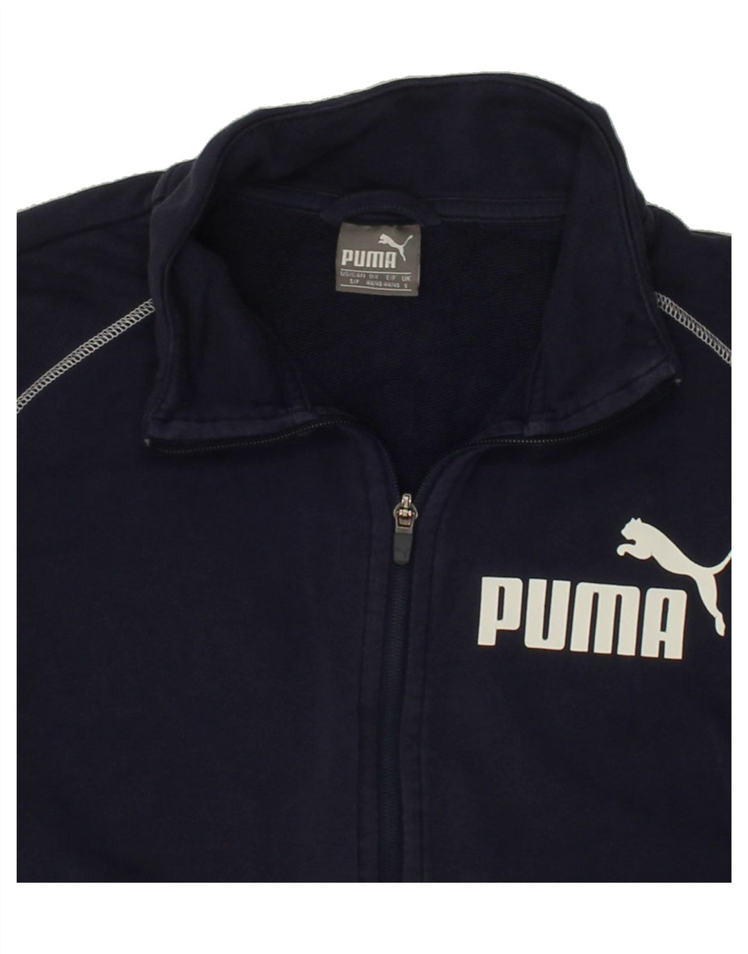 PUMA Mens Graphic Tracksuit Top Jacket Small Navy Blue Cotton Vintage Puma and Second-Hand Puma from Messina Hembry 