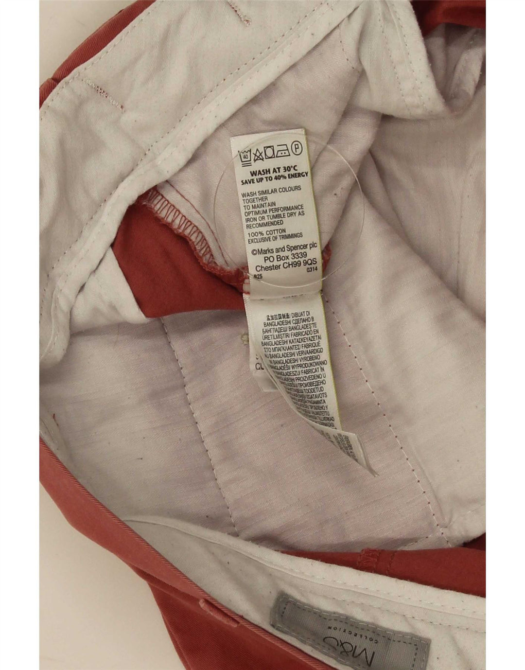 Мужские шорты чинос Marks & Spencer W38 XL красные хлопковые