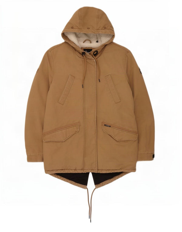 Женская парка из шерпы Superdry Oversized с капюшоном, Великобритания, 10, маленькая, бежевая