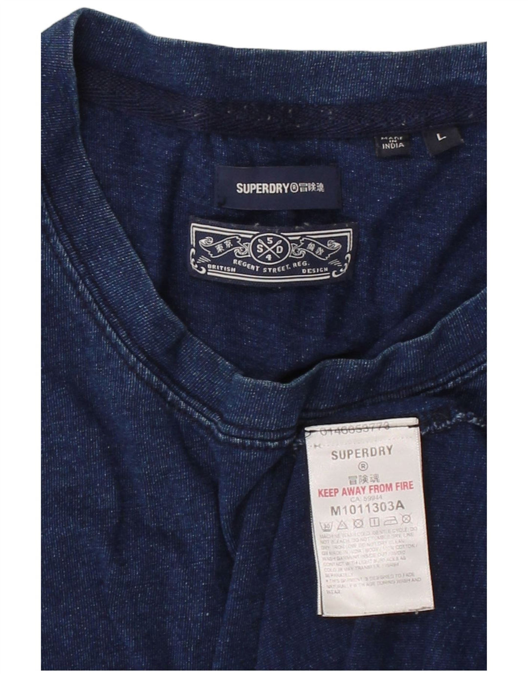 SUPERDRY Мужская футболка из хлопка большого размера темно-синего цвета