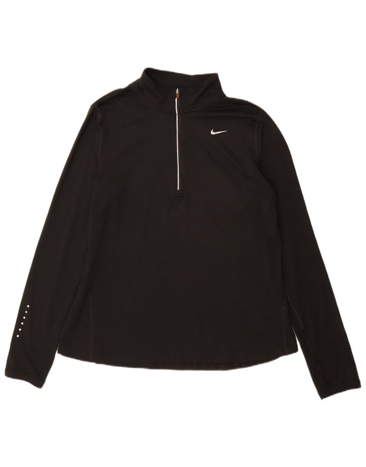 Женский спортивный костюм-пуловер с воротником на молнии Nike Dri Fit UK 16, большой черный