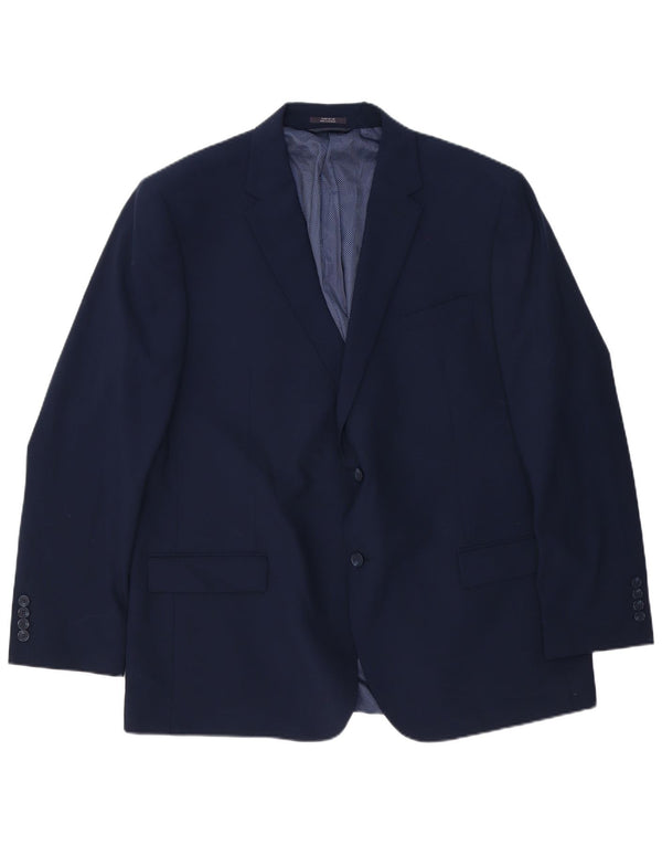 Мужской длинный пиджак на двух пуговицах Marks & Spencer UK 48 4XL темно-синий шерстяной