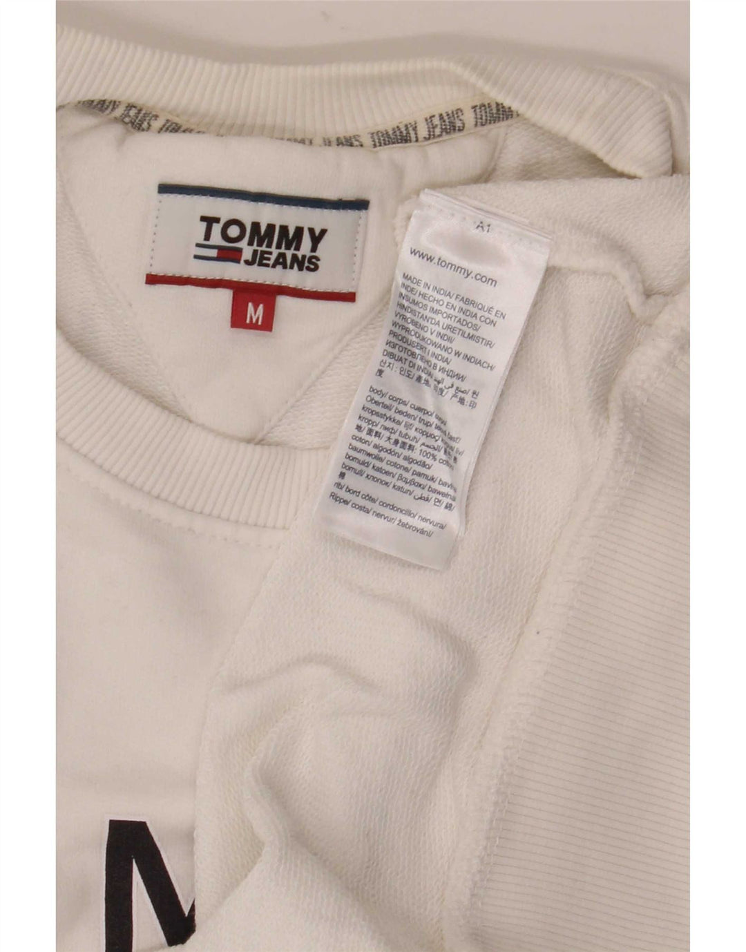 Мужской свитшот с рисунком Tommy Hilfiger, хлопковый джемпер среднего размера белого цвета