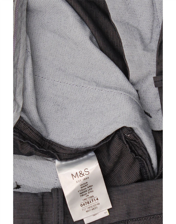 Мужские прямые костюмные брюки Marks & Spencer W44 L31 темно-синие, хлопок