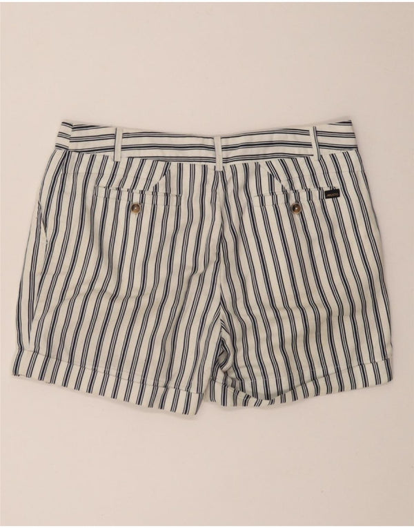 MUSTO Womens Pegged Chino Shorts UK 10 Small W27 White Striped Cotton