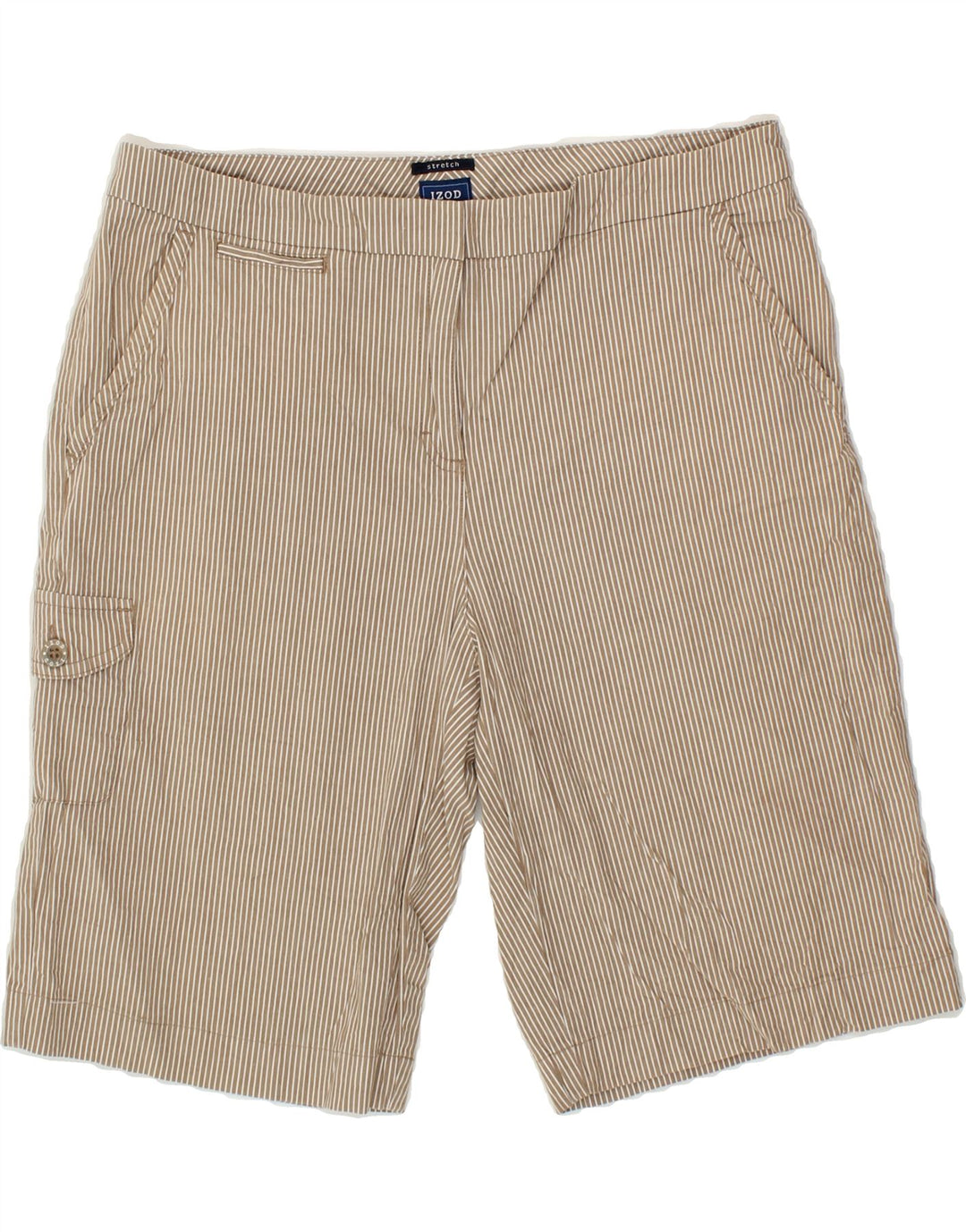 IZOD Womens Cargo Shorts US 10 Large W32  Beige Striped Cotton Vintage Izod and Second-Hand Izod from Messina Hembry 