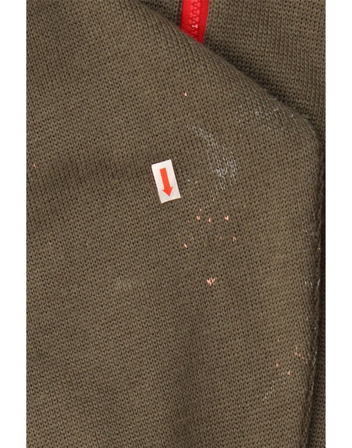 VINTAGE Mens Cardigan Sweater Medium Khaki Colourblock Virgin Wool Vintage Vintage and Second-Hand Vintage from Messina Hembry 