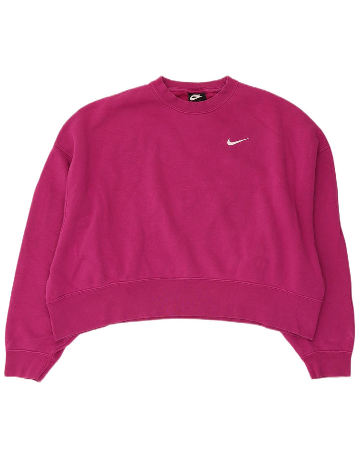 Женский укороченный свитшот оверсайз NIKE UK 14, хлопковый средний розовый цвет