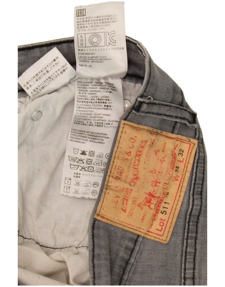 Мужские джинсы Levi's 511 Slim W34 L28 Серые хлопковые