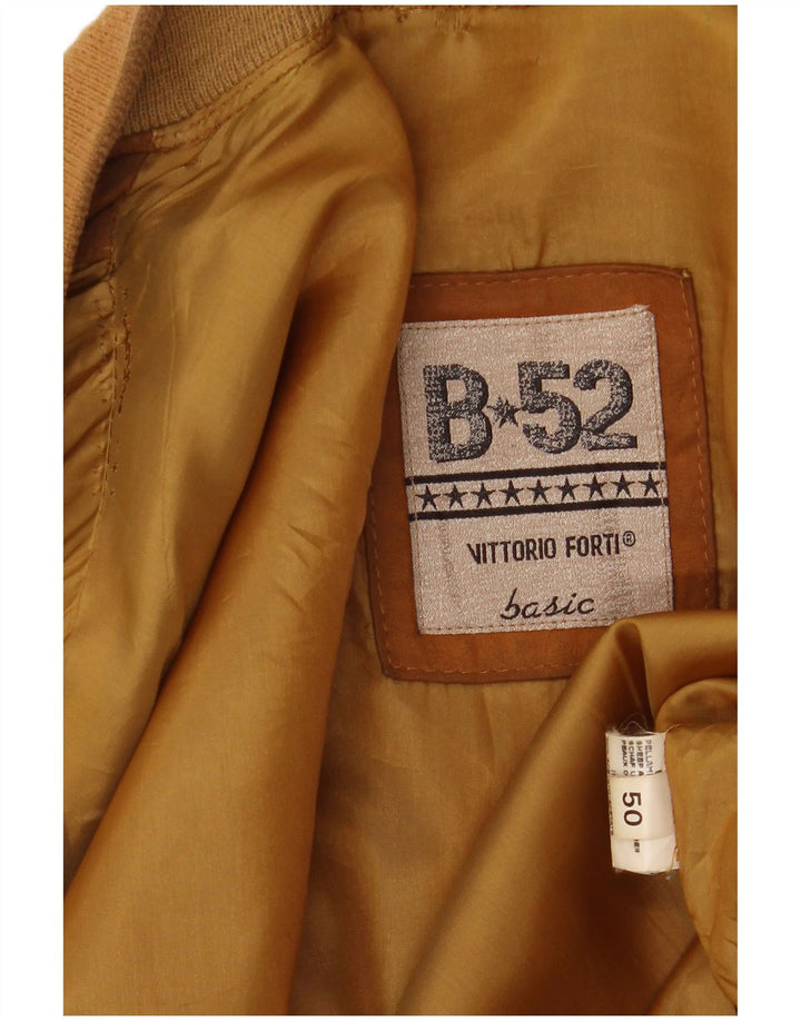 Мужской замшевый бомбер Vittorio Forti IT 50, большой, бежевый кожаный