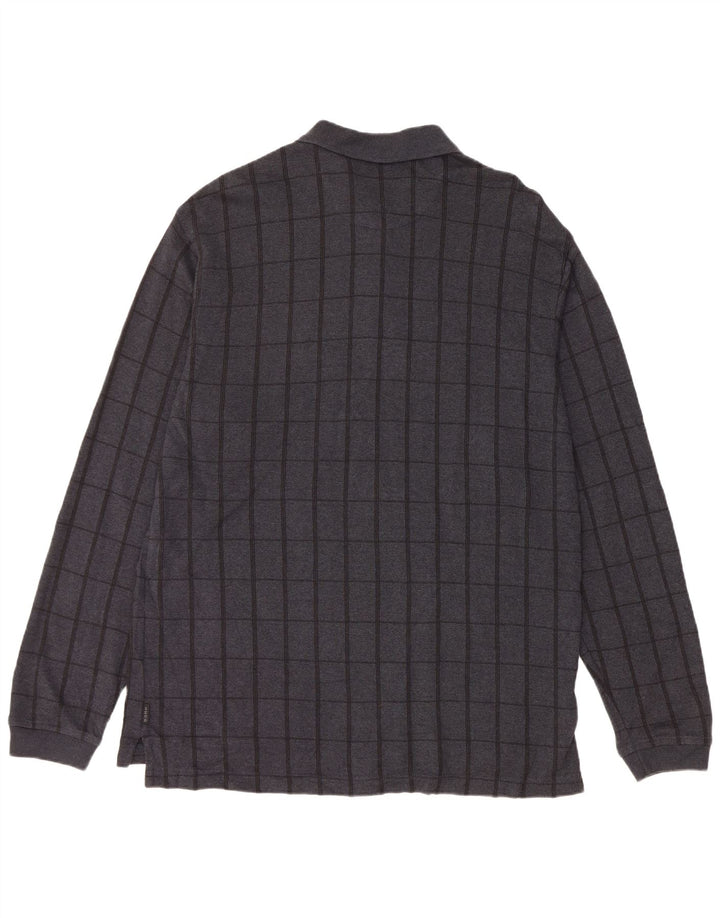 IZOD Мужская рубашка поло с длинным рукавом, большая серая клетка, хлопок