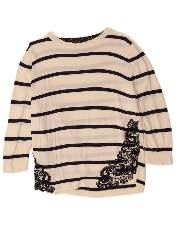 MARKS & SPENCER Womens Boat Neck Jumper Sweater UK 12 Medium  White