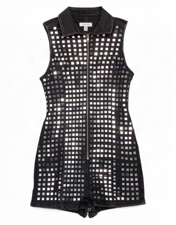 Женский джинсовый комбинезон без рукавов Topshop UK 8, маленький, черный, хлопок