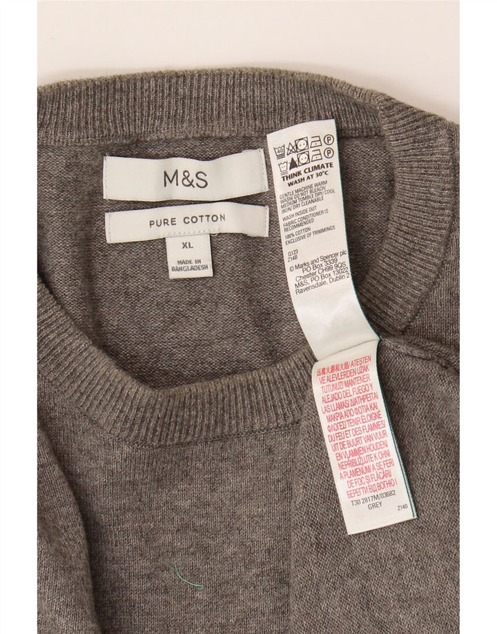 Мужской джемпер с круглым вырезом Marks & Spencer XL, серый хлопок