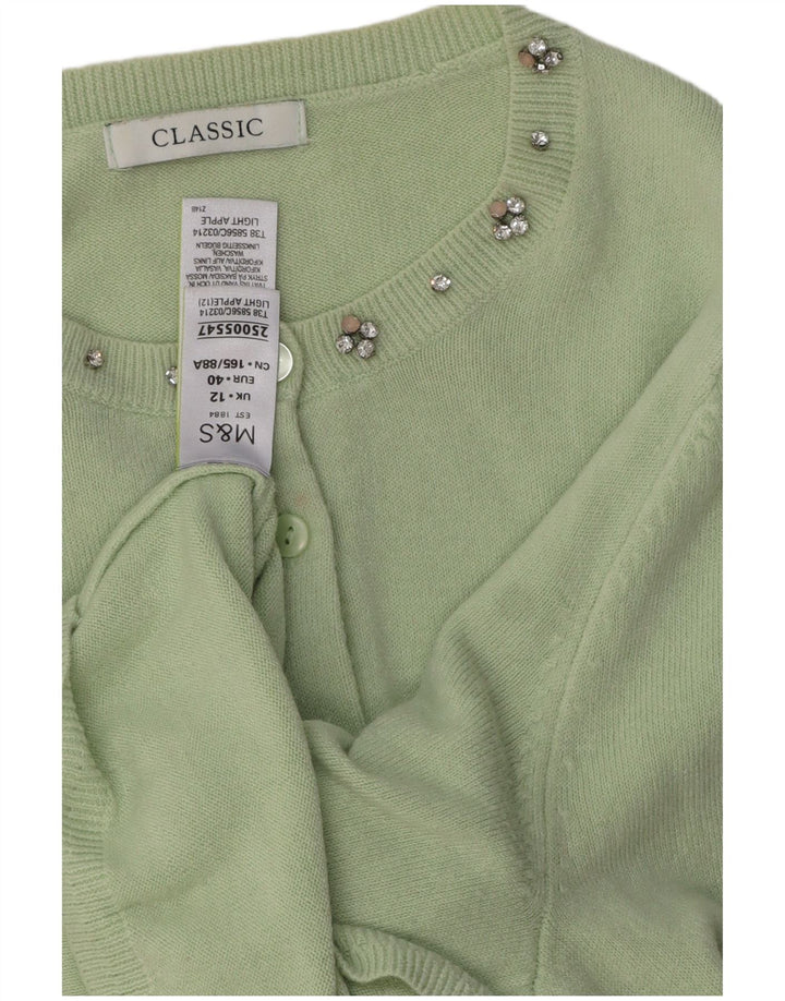 Женский классический кардиган MARKS & SPENCER UK 12, средний зеленый акрил