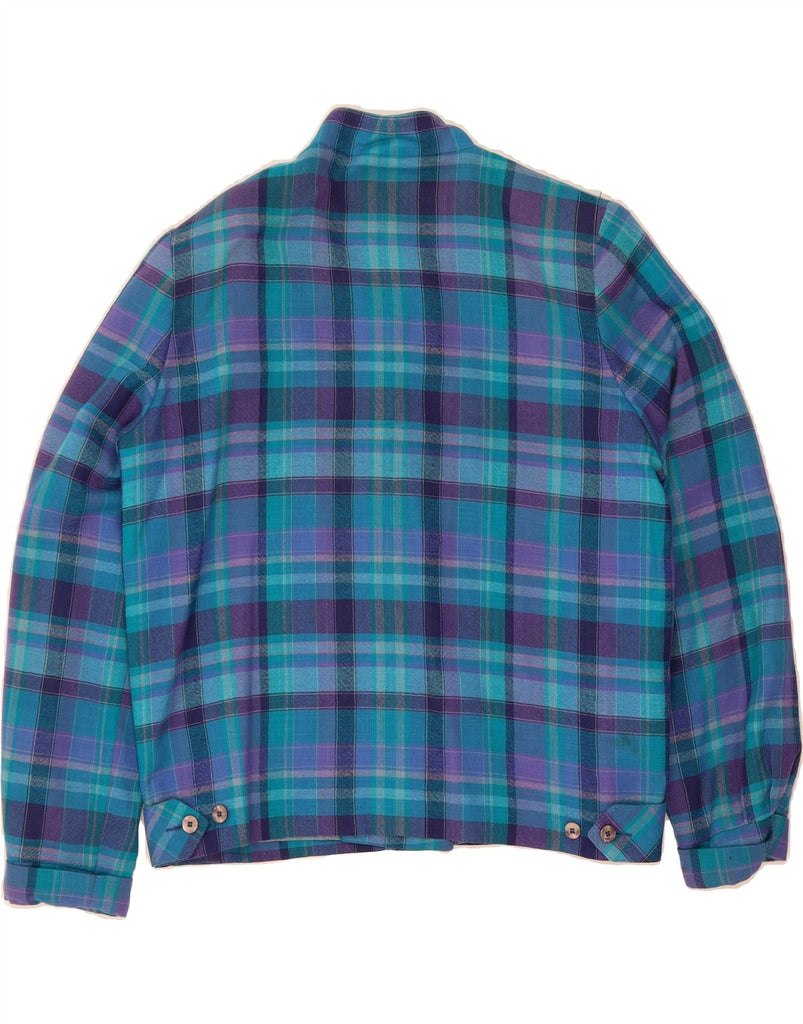 AVOCA Womens Bomber Jacket UK 14 Medium Blue Check Vintage Avoca and Second-Hand Avoca from Messina Hembry 