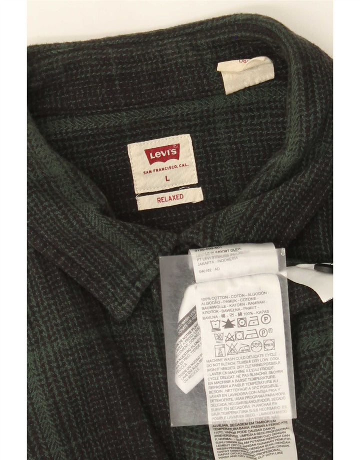 Мужская свободная фланелевая рубашка Levi's, большая зеленая клетка, хлопок