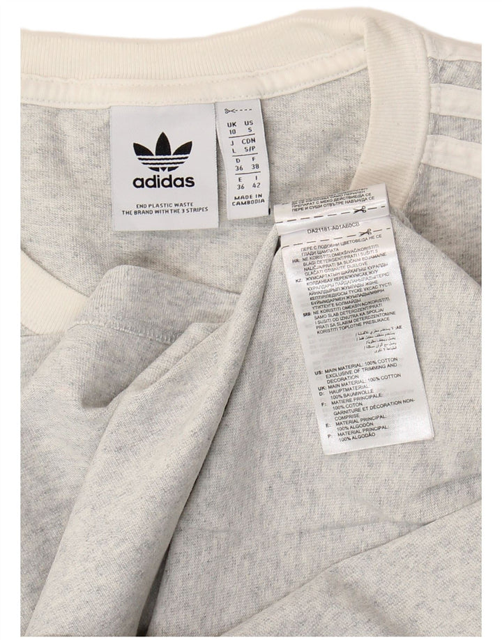 Женская футболка с рисунком Adidas Top UK 10, маленькая, серая, хлопковая