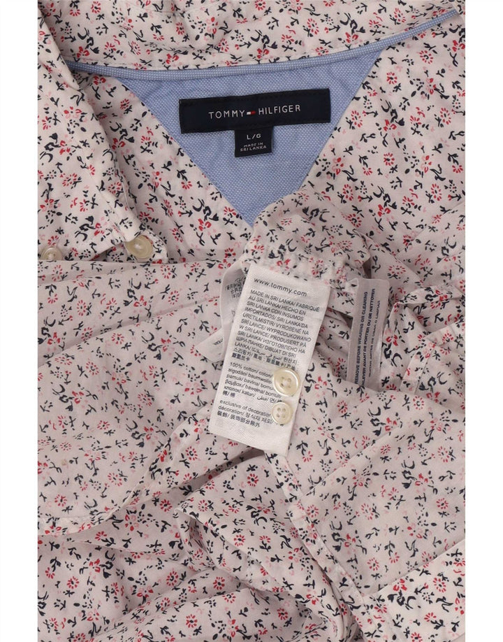 Мужская рубашка Tommy Hilfiger, большая белая хлопковая рубашка с цветочным принтом
