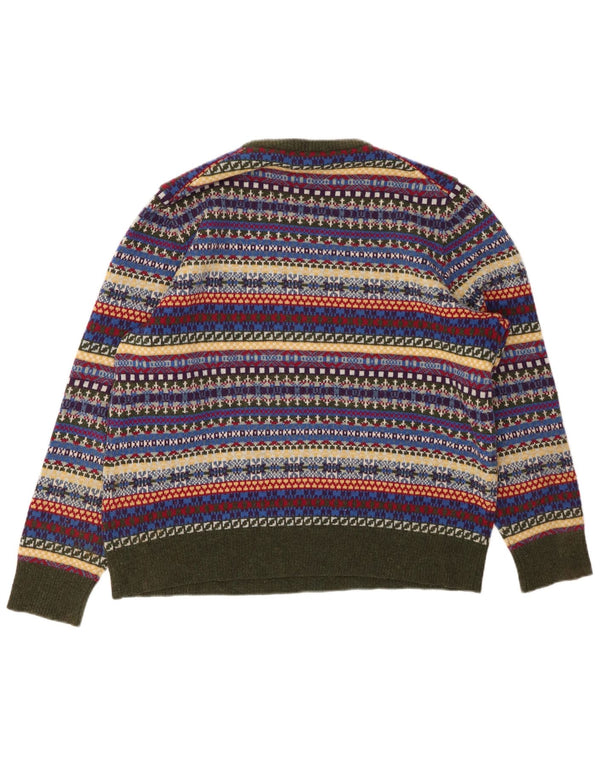 JOSEPH TURNER Mens Crew Neck Jumper Sweater Large Multicoloured Fair Isle