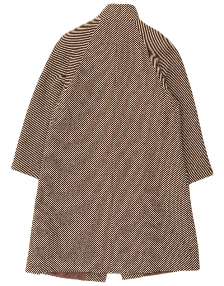 Винтажное женское пальто UK 14, средний коричневый в тонкую полоску