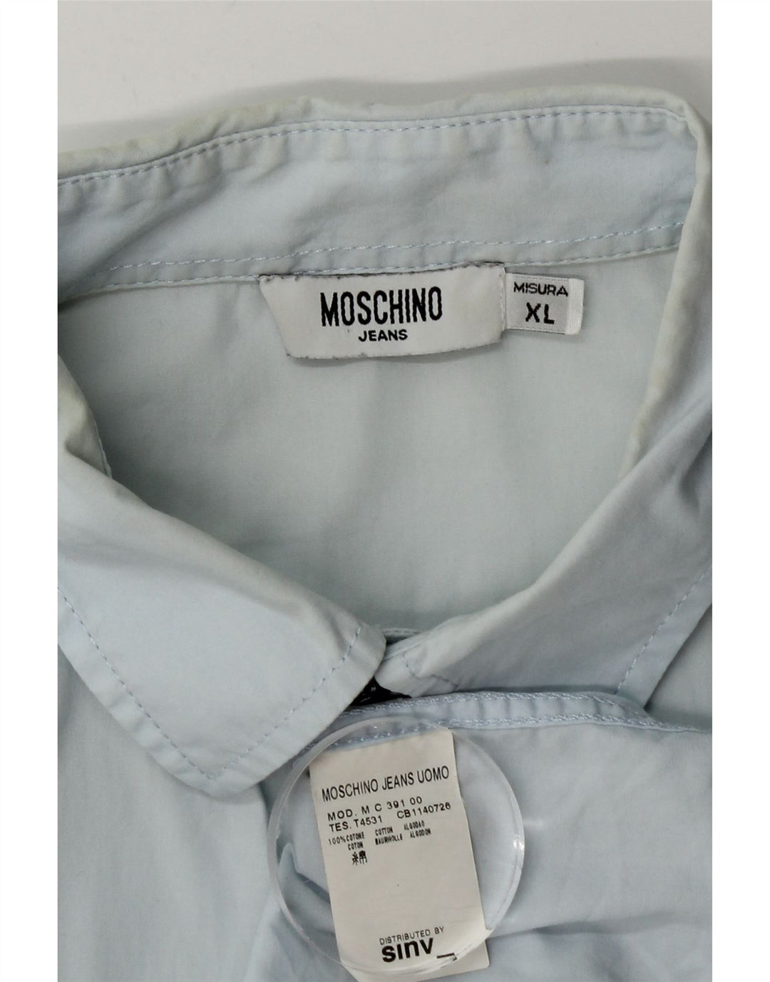 Мужская рубашка Moschino XL, синяя, хлопок